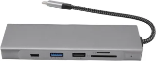 Type C hub 8-in-1 dock grijs