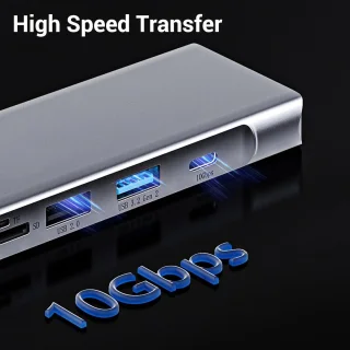 Type C hub 8-in-1 dock grijs