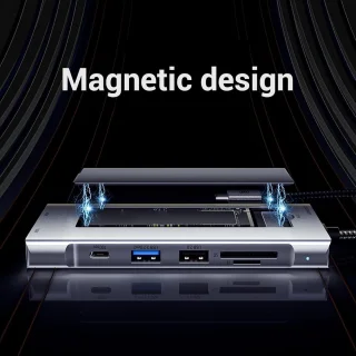 Type C hub 8-in-1 dock grijs