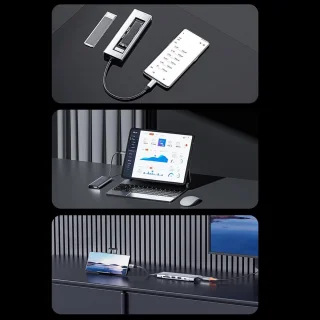 Type C hub 8-in-1 dock grijs