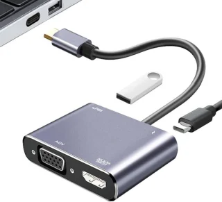 Type-c hub adapter multiport splitter grijs