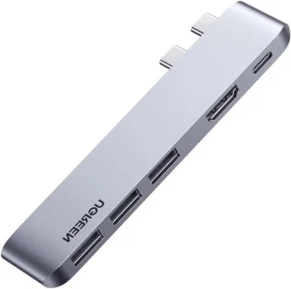 Type-C hub converter met USB-HDMI en 5 poorten - zilver