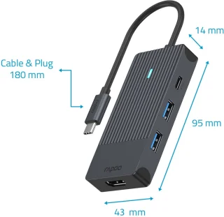 UCM-2001 USB-C Multiport Adapter, donkergrijs