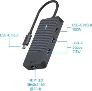 UCM-2001 USB-C Multiport Adapter, donkergrijs