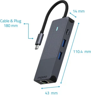 UCM-2004 USB-C Multiport Adapter, Donkergrijs