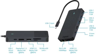 UCM-2006 USB-C Multiport Adapter Donkergrijs