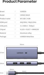 Ugreen 50629 Laptop Dock Type-C Zilver