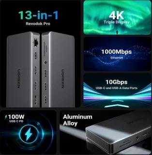 UGREEN Revodok Pro 313 — Krachtig 13-in-1 dockingstation voor productieve werkplekken