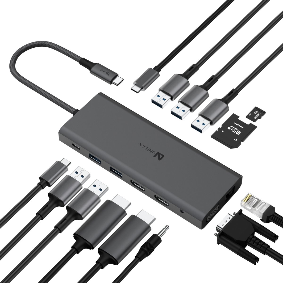 De Uniean 14-in-1 USB-C Hub Docking Station in één oogopslag