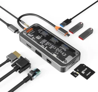 Universeel 10-in-1 USB-C Dockingstation, grijs