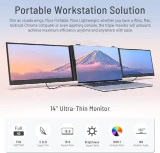 Universeel 14 inch Drievoudige Laptopmonitor