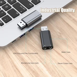 Universeel USB-A naar 3,5 mm audioadapter