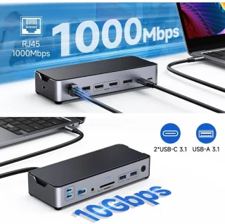 Universeel USB-C Docking Station Laptop 2x HDMI