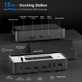 Universeel USB-C Dockingstation met M.2 SSD-behuizing