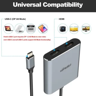 Universeel USB-C naar Dual HDMI Adapter Hub
