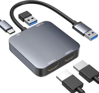 Universeel USB naar 2x HDMI Adapter - Externe Grafische Kaart
