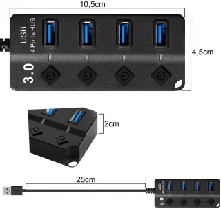 Universele 4-poorts USB-hub
