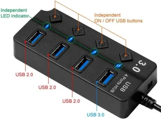Universele 4-poorts USB-hub