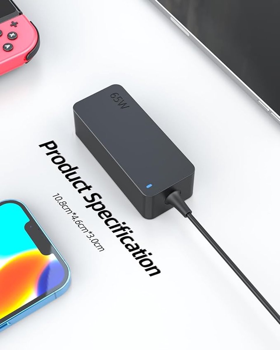 Universele 65W USB-C oplader voor laptops en mobiel