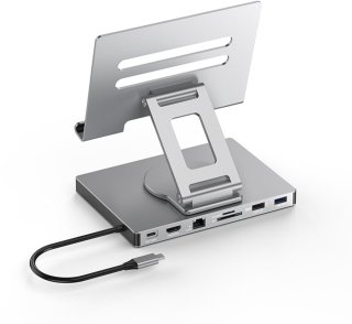 De Universele 7-in-1 USB-C Docking Station met Tabletstandaard – Aluminium Hub voor Laptop, MacBook & Tablets in één oogopslag