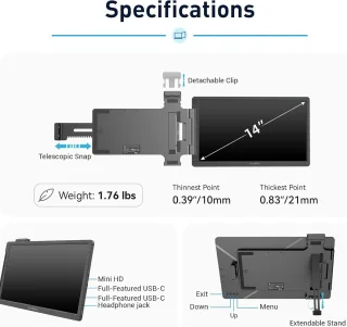 Universele Draagbare Monitor 14 inch