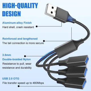 Universele USB 2.0 splitkabel 3-poorts