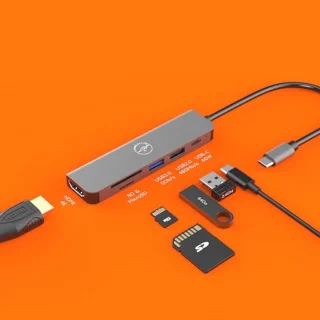 Universele USB-C Adapter Hub 6-in-1