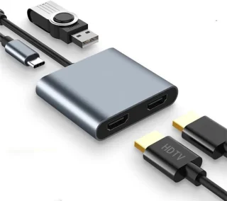 Universele USB-C Dual HDMI Multiport-adapter