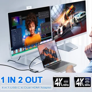 Universele USB-C Dual HDMI Multiport-adapter