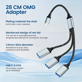 Universele USB-C-hub 3-poorts, 2-delig