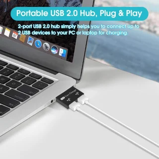 USB 2.0 2-poorts Hub Zwart