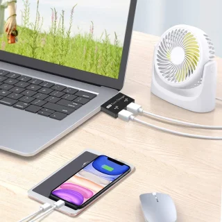 USB 2.0 2-poorts Hub Zwart
