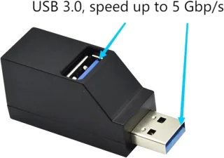 USB 3.0 3-poorts hub 90°