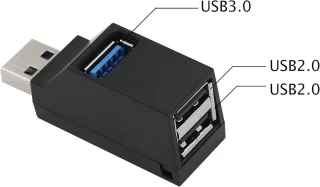 USB 3.0 3-poorts hub 90°