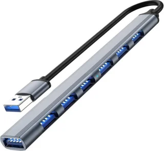USB 3.0 7-poorts hub dockingstation zilvergrijs