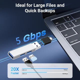 USB 3.0 adaptersplitter 1-naar-3, 2-delig