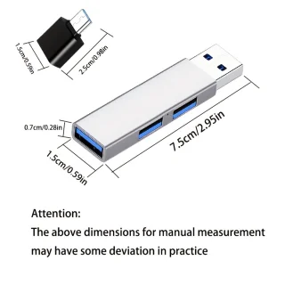 USB 3.0 adaptersplitter 1-naar-3, 2-delig