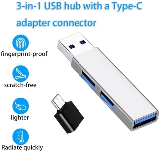 USB 3.0 adaptersplitter 1-naar-3, 2-delig