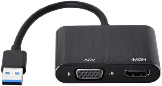 USB 3.0 HDMI VGA adapterkabel zwart