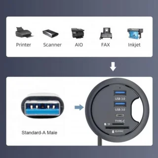 USB 3.0 Hub 2-poorts USB-C Dock Station