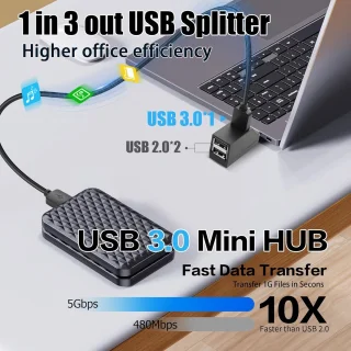 USB 3.0 Hub 3-poorts (2x USB 2.0)