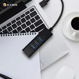 USB 3.0 Hub 4-poorts - Aluminium Zwart