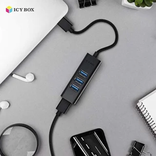 USB 3.0 Hub 4-poorts - Aluminium Zwart