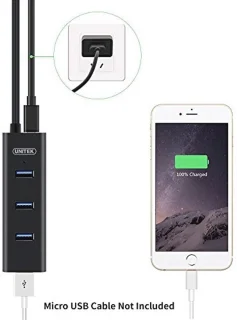 USB 3.0-hub 4-poorts met Micro-USB-aansluiting