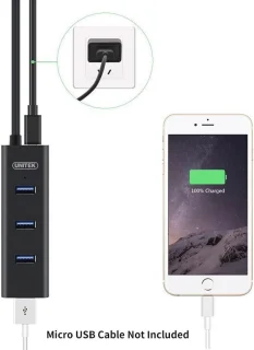 USB 3.0 Hub 4-poorts met Micro-USB