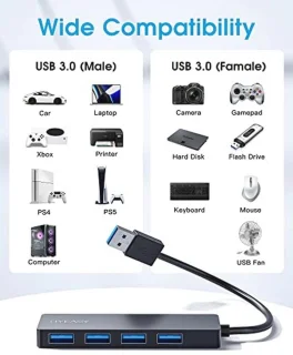 USB 3.0 Hub 4-poorts voor laptop