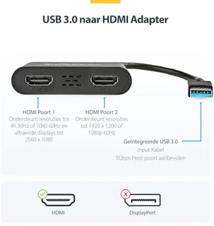 USB 3.0 naar Dual HDMI Adapter - Externe videokaart