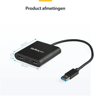 USB 3.0 naar Dual HDMI Adapter - Externe videokaart