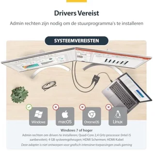 USB 3.0 naar Dual HDMI Adapter - Externe videokaart