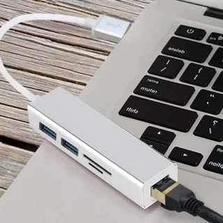USB adapter hub dock splitter zilver